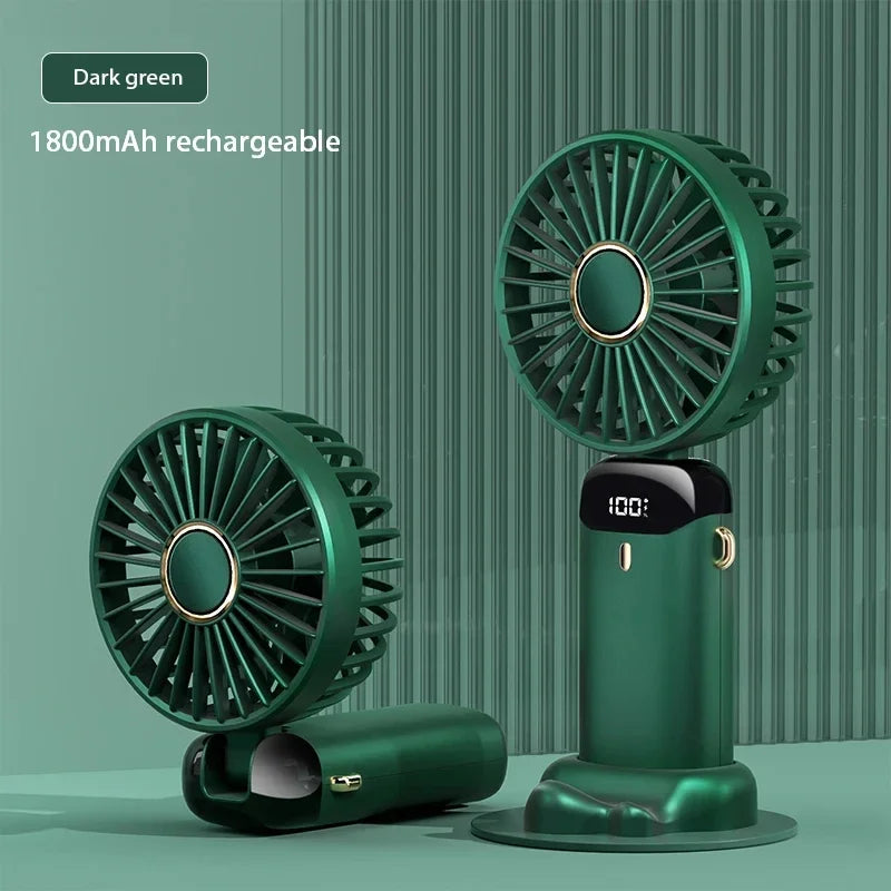 KUALOOL Foldable Mini USB Fan with 5 Speeds & Phone Stand