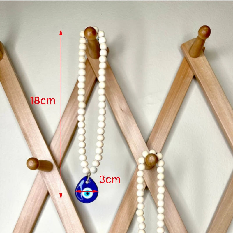 Evil Eye Pendant with Wooden Beads for Protection and Decoration