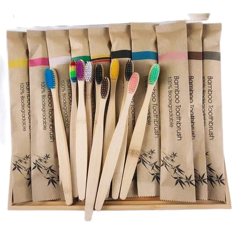 10-Pack Eco Bamboo Toothbrush Set – Soft & Natural Care