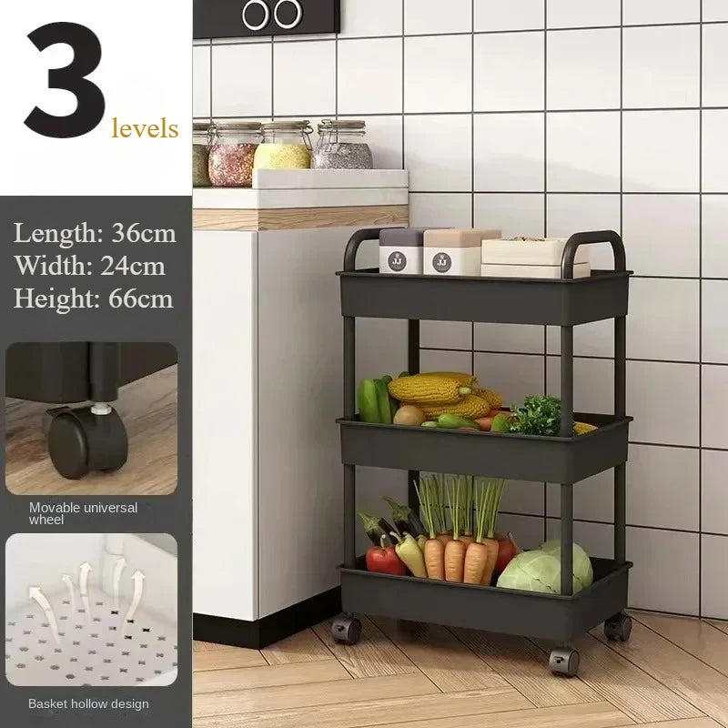 Movable Storage Cart with Wheels – Multi-Layer Rack