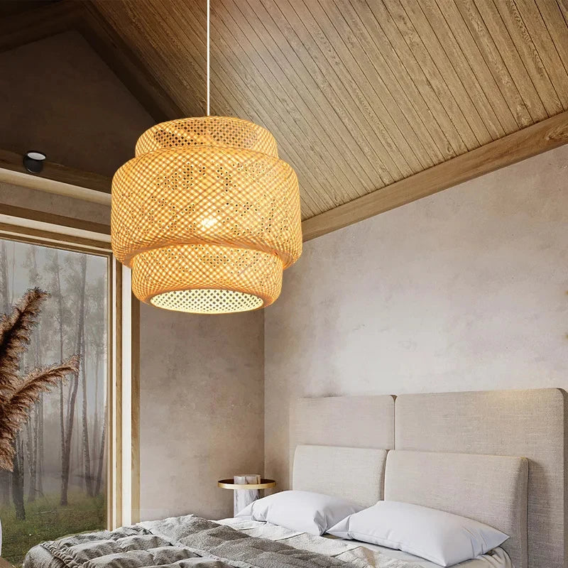 Handwoven Bamboo Pendant Lamp – Chinese Style Hanging Light for Home & Restaurants