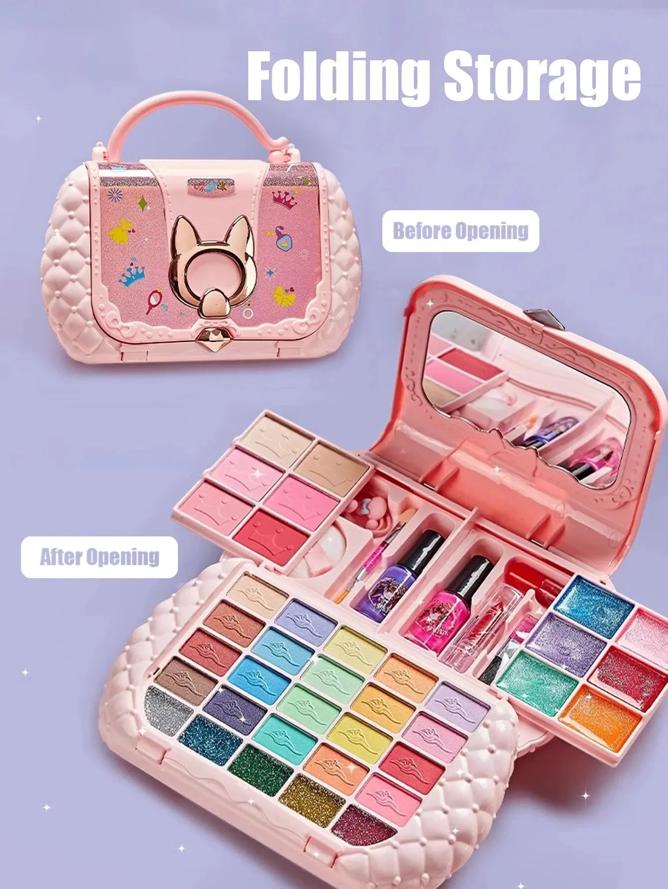 Kids Makeup Kit with Mirror – Safe and Washable Beauty Toy