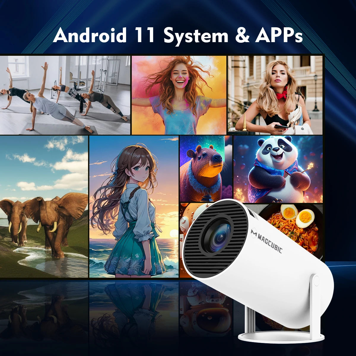 Magcubic HY300 Pro Smart 4K LED Projector – Android 11, Dual WiFi6, BT5.0