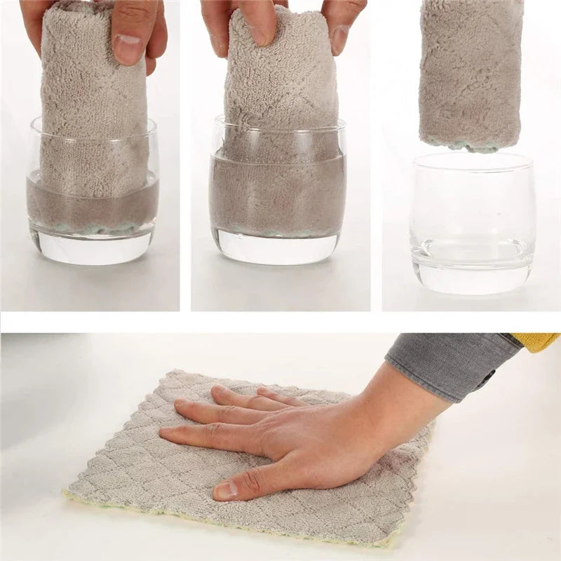 SuperSoft Microfiber Kitchen Towels – 5/10/20pcs Coral Velvet, Fast-Drying & Oil-Free Cleaning Cloths