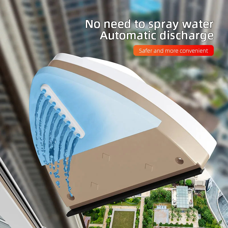 Double-Sided Magnetic Window Cleaner with Auto Water Discharge