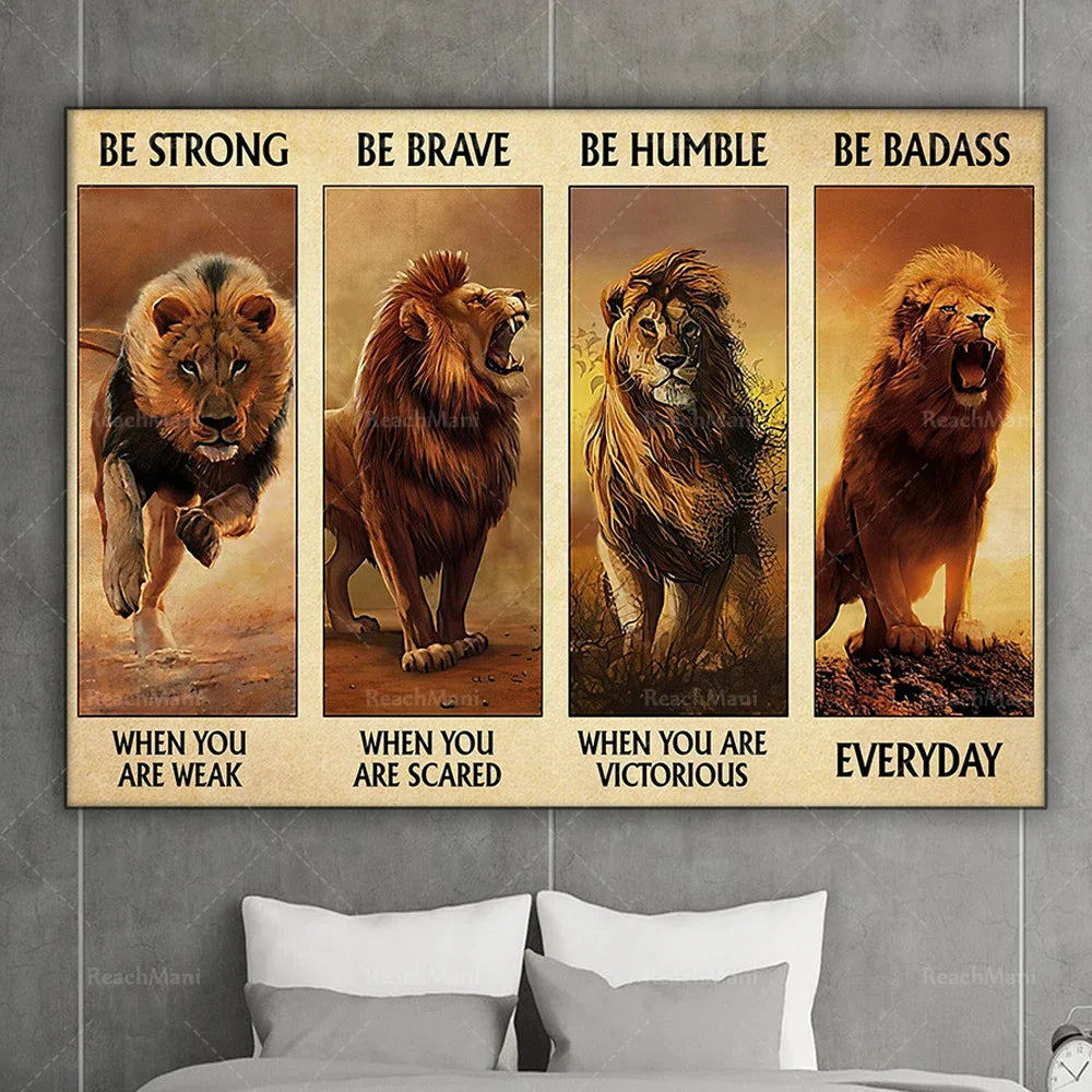Lions Decorative Poster – Be Strong and Courageous