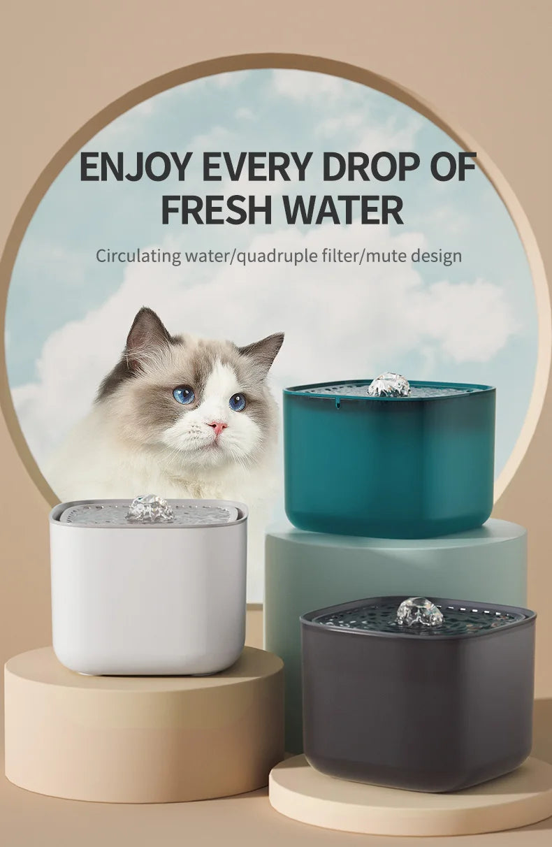 3L USB Cat Water Fountain – Quiet Flow with Multi-Layer Filtration