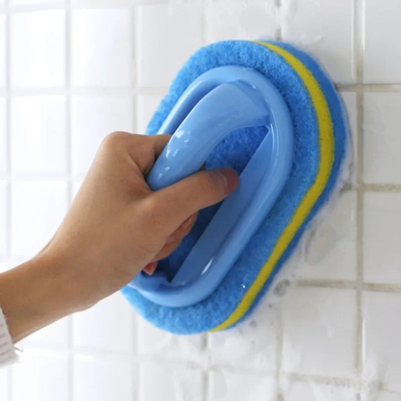 Durable Scrub Sponge Brush with Handle – For Kitchen, Bathroom & Household Cleaning