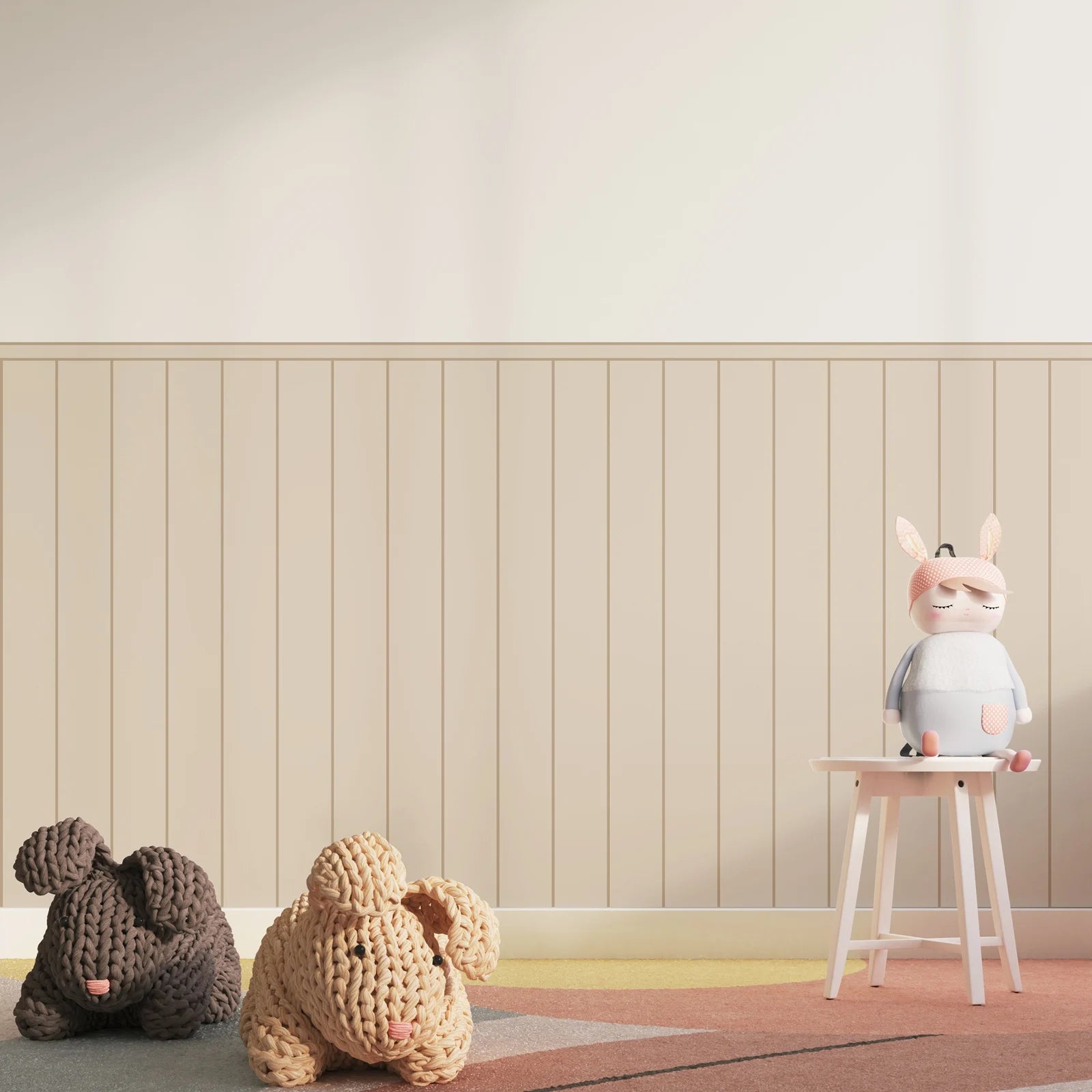 Beige Self-Adhesive Wall Panel for Children's Room