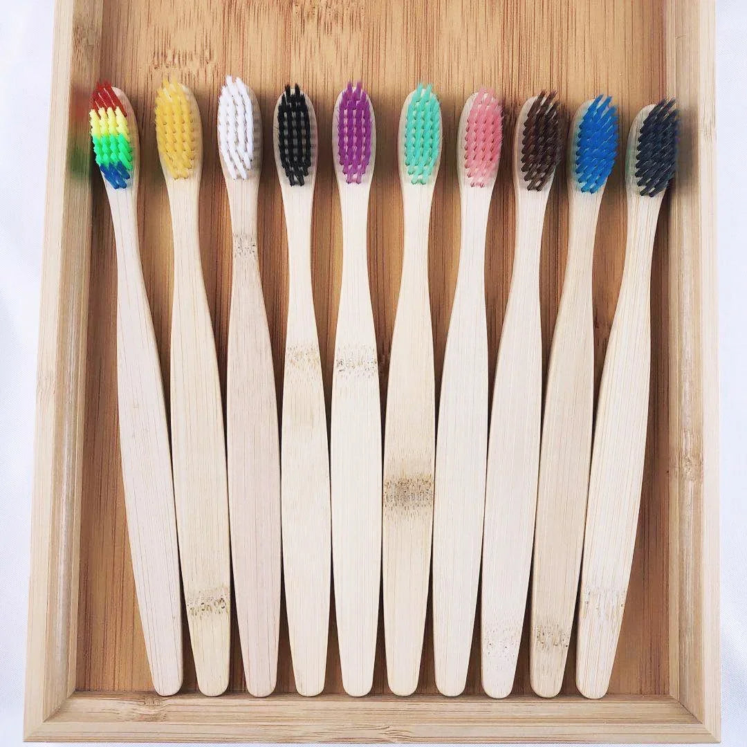 10-Pack Eco Bamboo Toothbrush Set – Soft & Natural Care