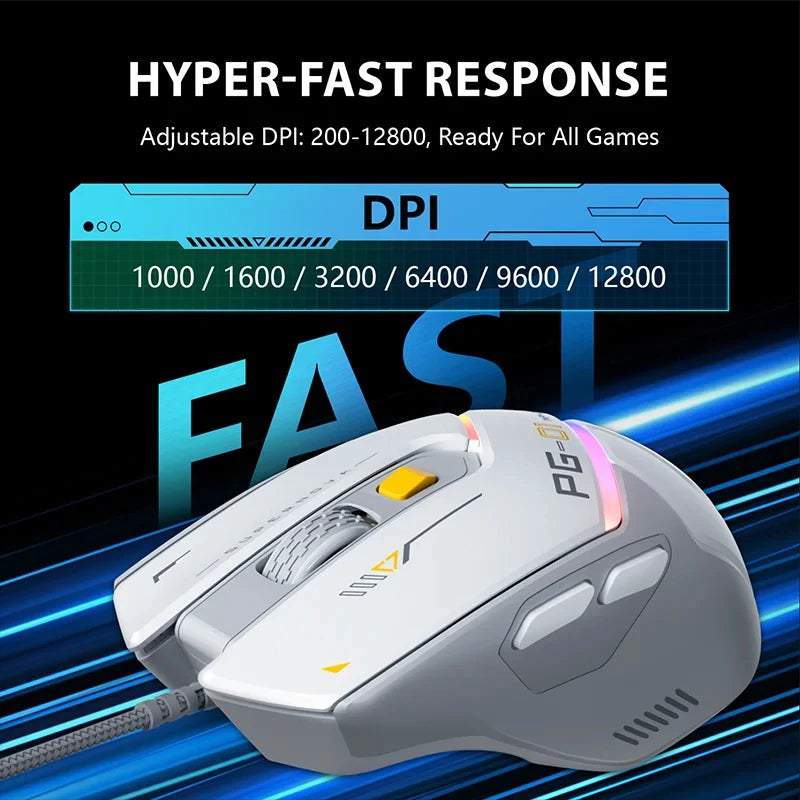 Inphic PG1 Wired Gaming Mouse with RGB & 12800 DPI