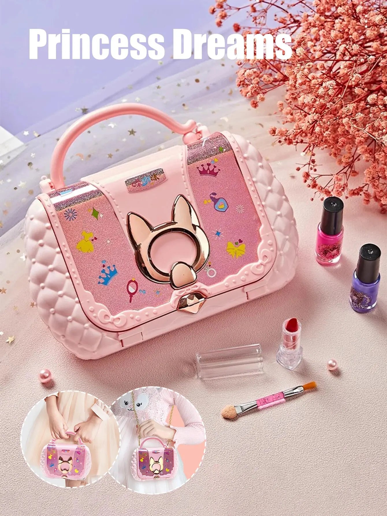 Kids Makeup Kit with Mirror – Safe and Washable Beauty Toy