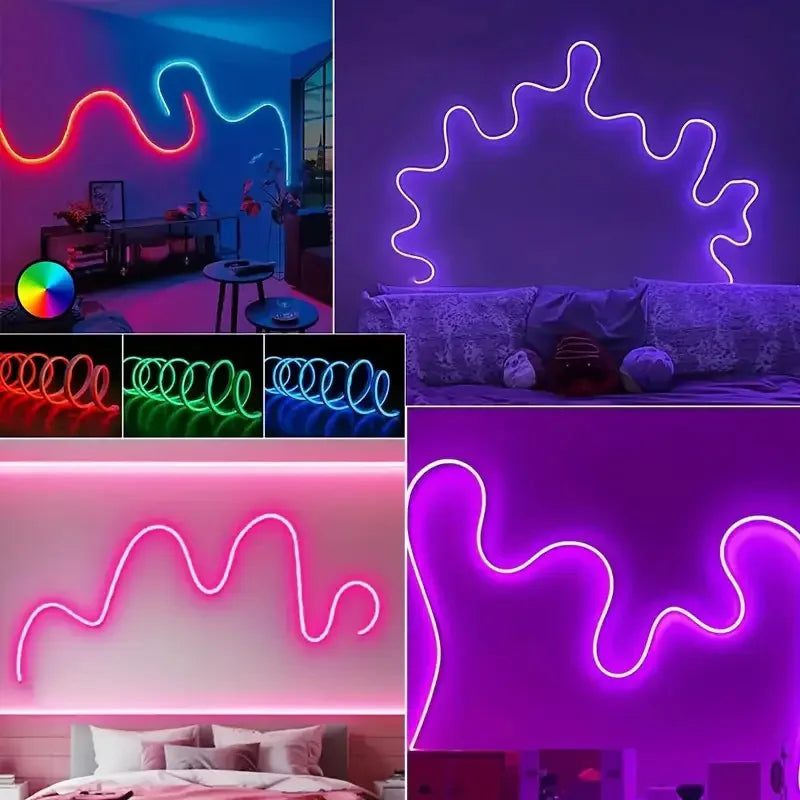 RGB Neon LED Strip with Bluetooth and Musical Synchronization – 5 to 30m