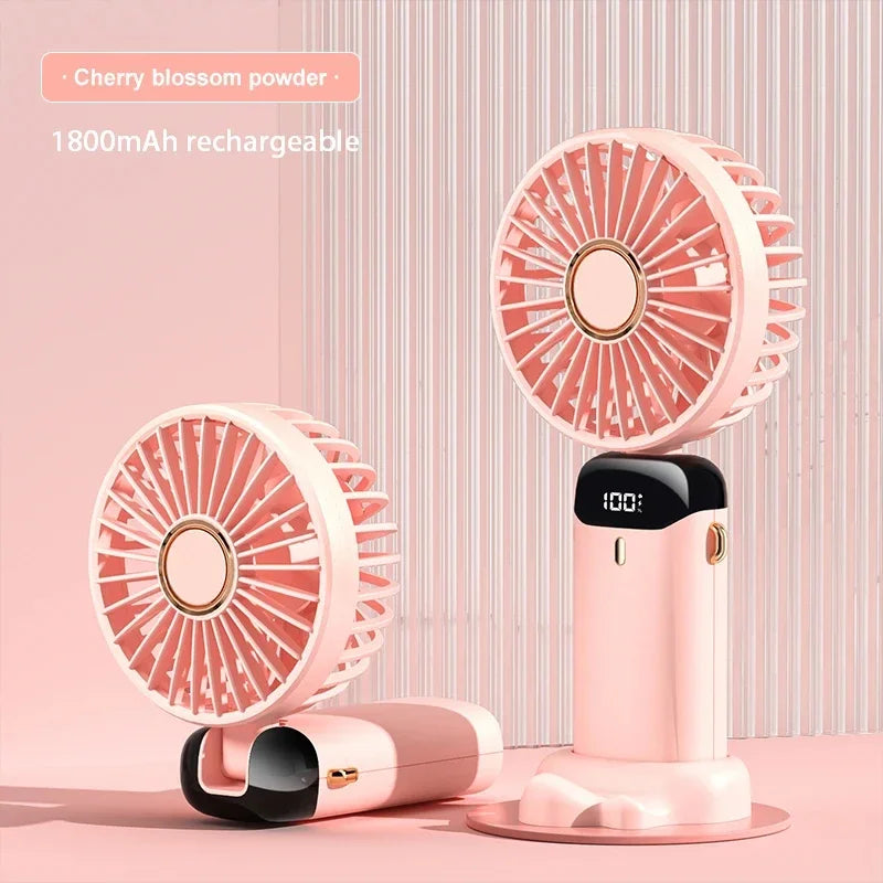 KUALOOL Foldable Mini USB Fan with 5 Speeds & Phone Stand