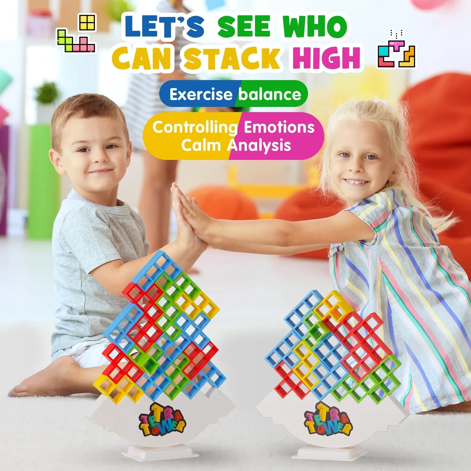 Tetra Tower Stacking Blocks Set – 48 Pieces for the Whole Family