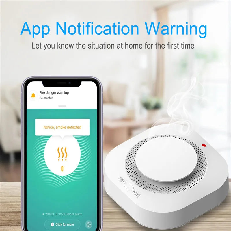 Smart Wi-Fi Smoke Detector with Audible Alarm – Compatible with Tuya Smart Life