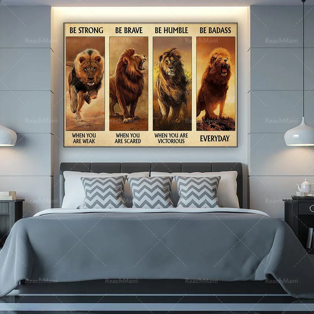Lions Decorative Poster – Be Strong and Courageous