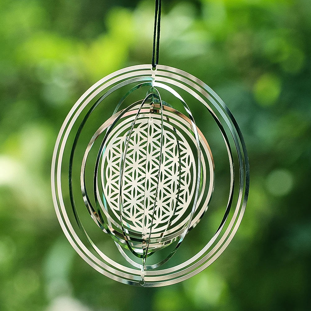 10cm Rotating 3D Mandala with Mirrored Reflection for Decoration and Meditation