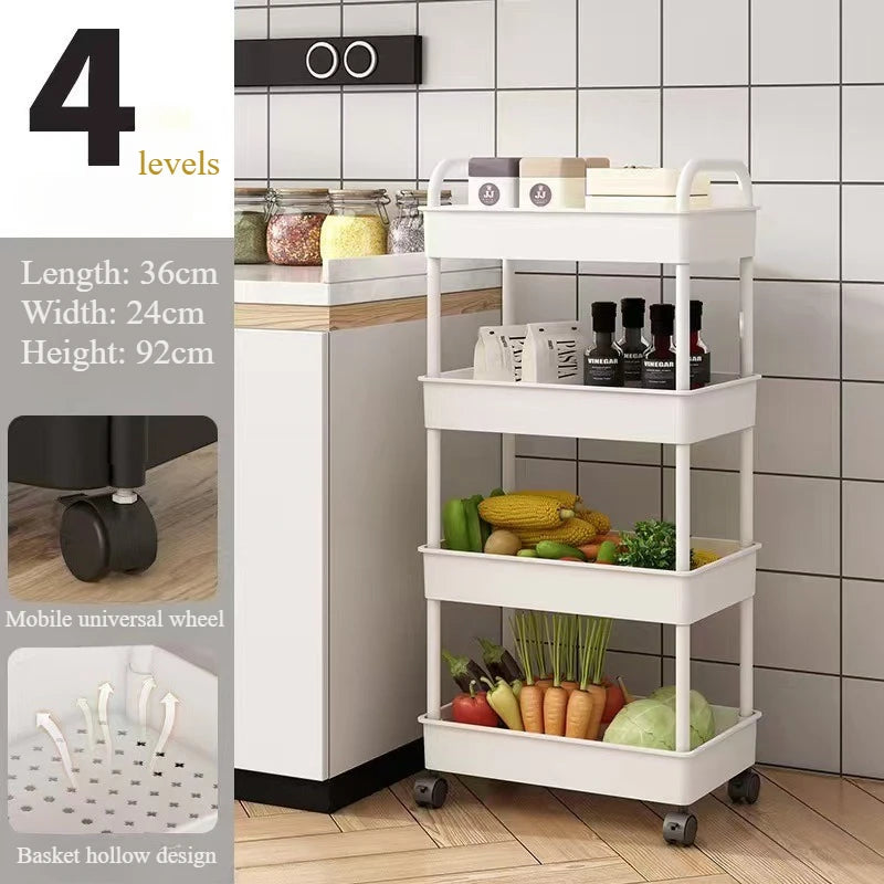 Movable Storage Cart with Wheels – Multi-Layer Rack