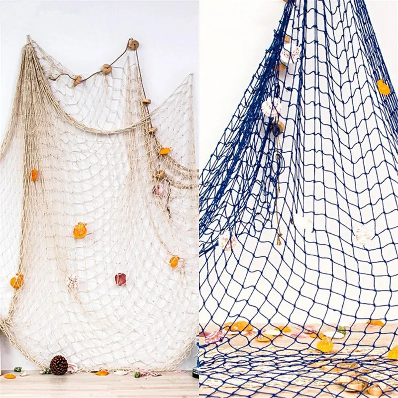 Nautical Fishing Net Wall Decor – Mediterranean Marine-Themed Home & Party Ornament