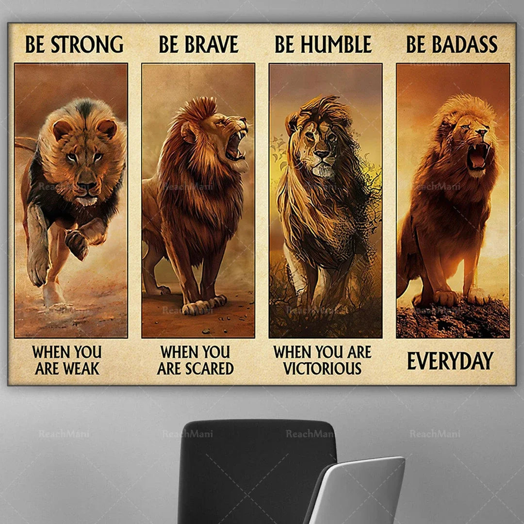 Lions Decorative Poster – Be Strong and Courageous