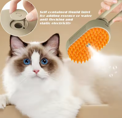 3-in-1 Steam Pet Brush – Groom, De-Shed & Massage