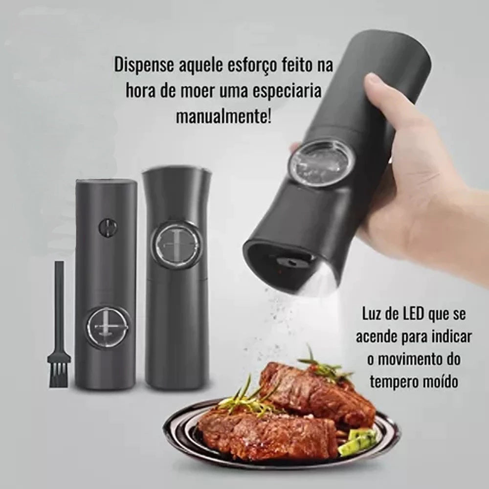 Sleek Electric Salt & Pepper Grinder Set – LED Light + Adjustable Coarseness